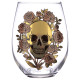 Fun Skulls &amp; Roses Glass Tumbler Set of 2