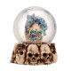 Gothic Skull Snow Globe - Black Cat, Crow and Bat Skull