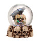 Gothic Skull Snow Globe - Black Cat, Crow and Bat Skull