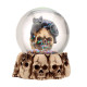 Gothic Skull Snow Globe - Black Cat, Crow and Bat Skull