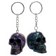 Novelty Keyring - Skulls and Roses Metallic Skull