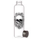 Reusable 500ml Glass Water Bottle with Protective Neoprene Sleeve - Skulls &amp; Roses