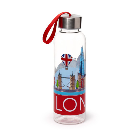 Reusable Water Bottle with Metallic Lid - London Icons Panorama