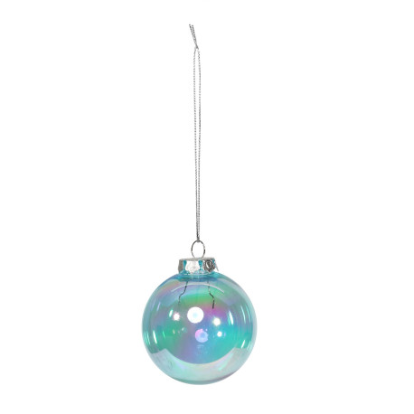 Box of 8 Iridescent Blue Baubles (6cm)