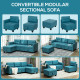 &#039;L&#039; Shape Modular Sofa, with Storage - Light Blue