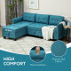 &#039;L&#039; Shape Modular Sofa, with Storage - Light Blue