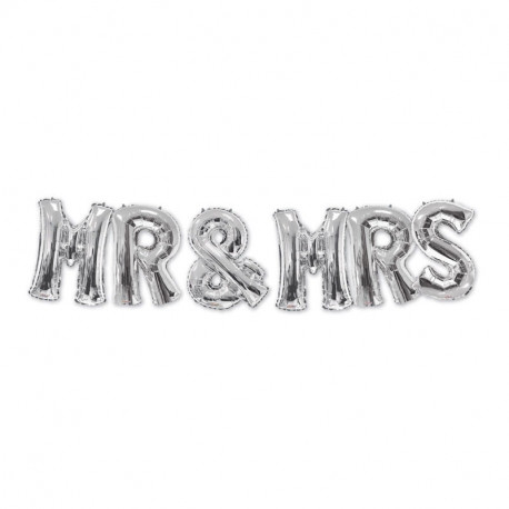 Mr & Mrs Silver Balloon Bouquet