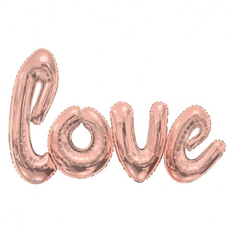 Giant Rose Gold Love Script Balloon