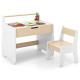 Wooden Kids Activity Table and Chair Set with 2 in 1 Detachable Tabletop