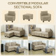 &#039;L&#039; Shape Modular Storage Sofa - Light Brown