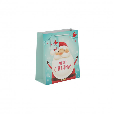 Cute Santa Gift Bag (Medium, light blue)