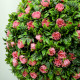 Set of 2 Decorative Artificial Plants, Ball Topiary Tree with Rose Flower in Pot, Fake Plants for Home Indoor Outdoor Decor, 60c