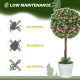 Set of 2 Decorative Artificial Plants, Ball Topiary Tree with Rose Flower in Pot, Fake Plants for Home Indoor Outdoor Decor, 60c