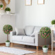Set of 2 Decorative Artificial Plants, Ball Topiary Tree with Rose Flower in Pot, Fake Plants for Home Indoor Outdoor Decor, 60c