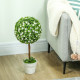 Set of 2 Decorative Artificial Plants, Ball Topiary Tree with Rose Flower in Pot, Fake Plants for Home Indoor Outdoor Decor, 60c
