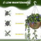Set of 2 Decorative Artificial Plants, Faux Silk Lavender Flowers in Hanging Baskets, Fake Plants for Home Indoor Outdoor Decor,