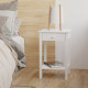 White Bedside Table, Wooden Side Table, Nightstand, Bedside Cabinet with Drawer and Storage Shelf for Bedroom and Living Room, S