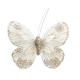 12cm Cream Gold Feather &amp; Glitter Butterfly  (Pack of 12)