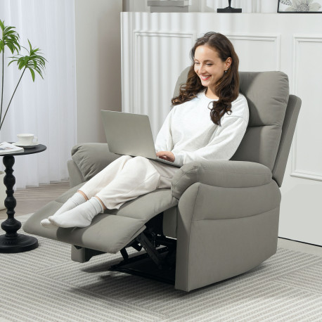 140° Manual Reclining Armchair, with Footrest - Grey