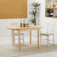 4-6 Person Wooden Drop-Leaf Table - Natural Finish