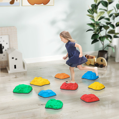 AIYAPLAY Balance Stepping Stones for Kids with Non-slip Bottom, Indoor Outdoor Obstacle Course for Ages 3-8 Years, Multicoloured