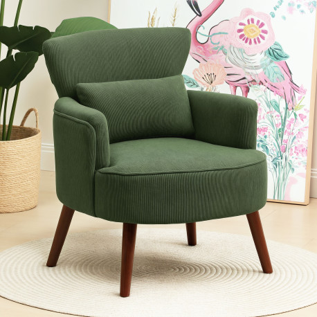 Corduroy Retro Accent Chair - Green