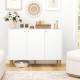 Elegant Two-Cupboard Sideboard - White/Gold-Tone