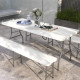 Outsunny 180 x 75cm Folding Garden Table, Outdoor HDPE Picnic Table for 6, Rectangular Patio Table with Metal Frame, White