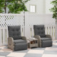 Outsunny 2 Seater Patio Rattan Wicker Chaise Lounge Sofa Set w/ Cushion for Patio Garden Porch, Grey