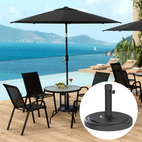 Outsunny 22kg Garden Parasol Base, Round HDPE Sun Umbrella Base, Heavy Duty Outdoor Umbrella Stand for 38mm or 48mm Outdoor Umbr