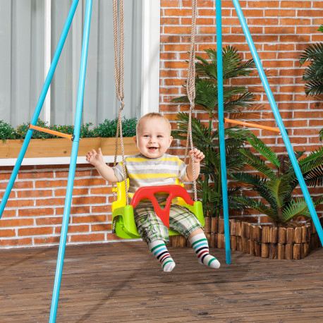 Outsunny 3 in 1 Detachable Kids Swing Seat with Safety Belt, Adjustable Rope for Indoor, Outdoor, Playground, Garden, Green