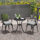 Outsunny 3 Piece Cast Aluminium Garden Bistro Set for 2, Outdoor Coffee Table Set Rust Resistant with Parasol Hole, Cushions, Pa