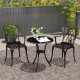 Outsunny 3 Pieces Garden Dining Set for 2, Cast Aluminium Outdoor Dining Set with 2 Armchairs and Round Dining Table with Paraso