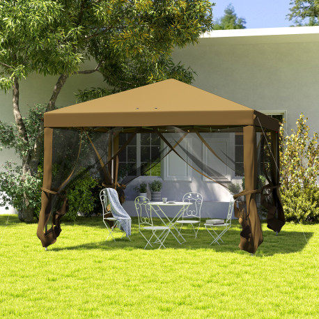 Outsunny 3 x 3 m Pop Up Gazebo, 420D Garden Tent Canopy with Removable Mesh Sidewall Netting, Carry Bag for Garden Patio Outdoor