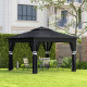 Outsunny 3 x 3(m) Pop Up Gazebo Party Tent with Solar-Powered LED Lights, Adjustable Event Shelter with Netting, Black