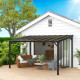 Outsunny 3 x 4.3m Metal Pergola with UPF 50+ and Waterproof Polycarbonate Roof, Wall-Mounted or Free Standing Garden Gazebo, Win