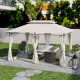 Outsunny 3 x 4m Garden Gazebo with Sides, Double Roof Metal Gazebo, Outdoor Gazebo Canopy Shelter for Patio, Deck, Cream White