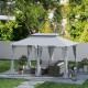 Outsunny 3 x 4m Garden Gazebo with Sides, Double Roof Metal Gazebo, Outdoor Gazebo Canopy Shelter for Patio, Deck, Dark Grey