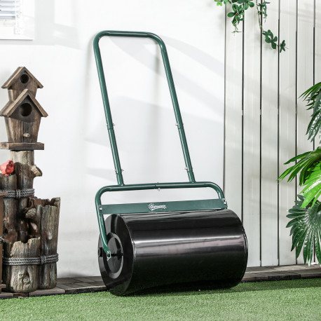 Outsunny 38L Fillable Cylinder Steel Lawn Roller - Dark Green