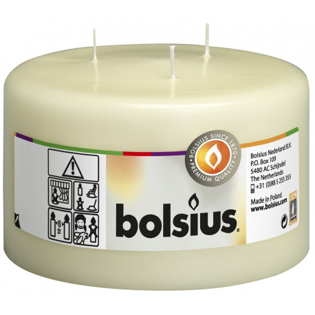 Bolsius 3-wick Mammoth Ivory Pillar Candle (100/150mm)