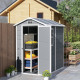 Outsunny 4 x 6ft Garden Shed, Plastic Shed with Floor, Window, Lockable Door and Vents, Resin Tool Shed for Outdoor Patio, Grey