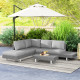 Outsunny 5-Seater Rattan Wicker Sofa Set Furniture Patio Tea Table Set with Cushions, Light Grey