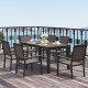 Outsunny 6 Seater Garden Dining Set with Stackable Chairs, Aluminium Frame, Rectangular Plastic Top, Garden Furniture Set, Outdo