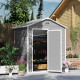 Outsunny 6 x 4ft Garden Shed, Plastic Shed with Floor, Window, Lockable Door and Vents, Wood Effect Resin Tool Shed for Outdoor,