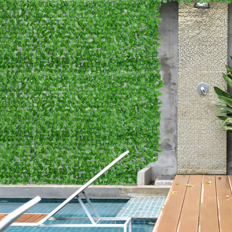 Outsunny Artificial Wall Foliage with Ivy Leaves, Privacy Screen Greenery Grass Wall For Garden Balcony