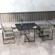 Outsunny Five-Piece Metal Dining Set, with Folding Back Chairs, Light Grey