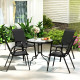 Outsunny Five-Piece Steel Patio Set, with Glass-Top Table - Black