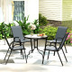 Outsunny Five-Piece Steel Patio Set, with Glass-Top Table - Dark Grey