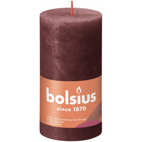 Velvet Red Bolsius Rustic Shine Pillar Candle (130 x 68mm)