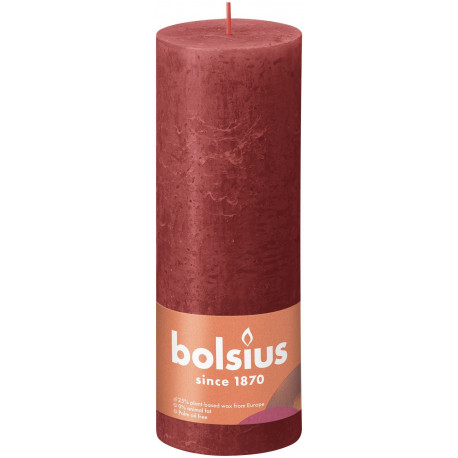 Delicate Red Bolsius Rustic Shine Pillar Candle (190 x 68mm)